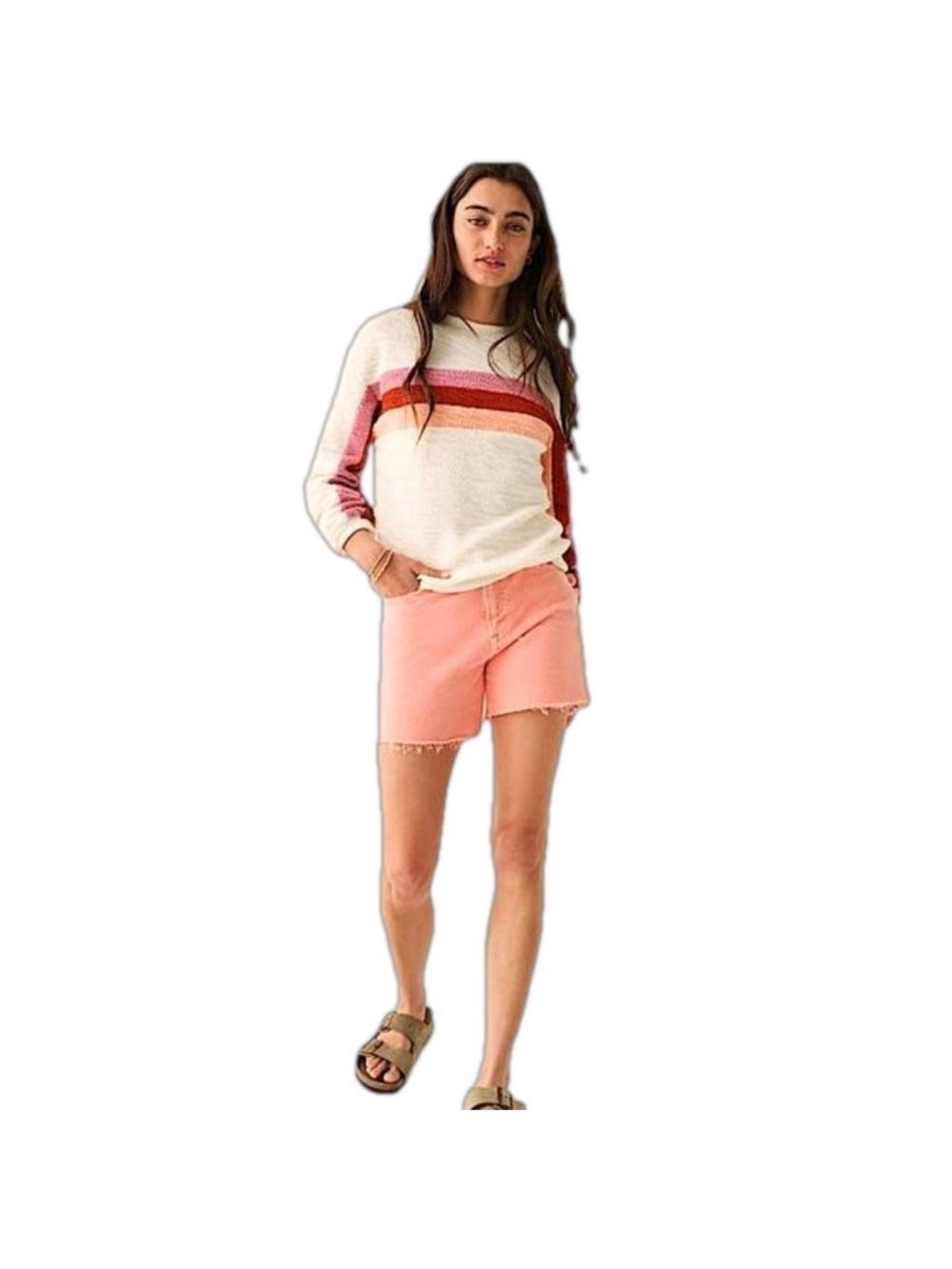 FAHERTY ‘Vista Stripe’ Crop Crew Pullover